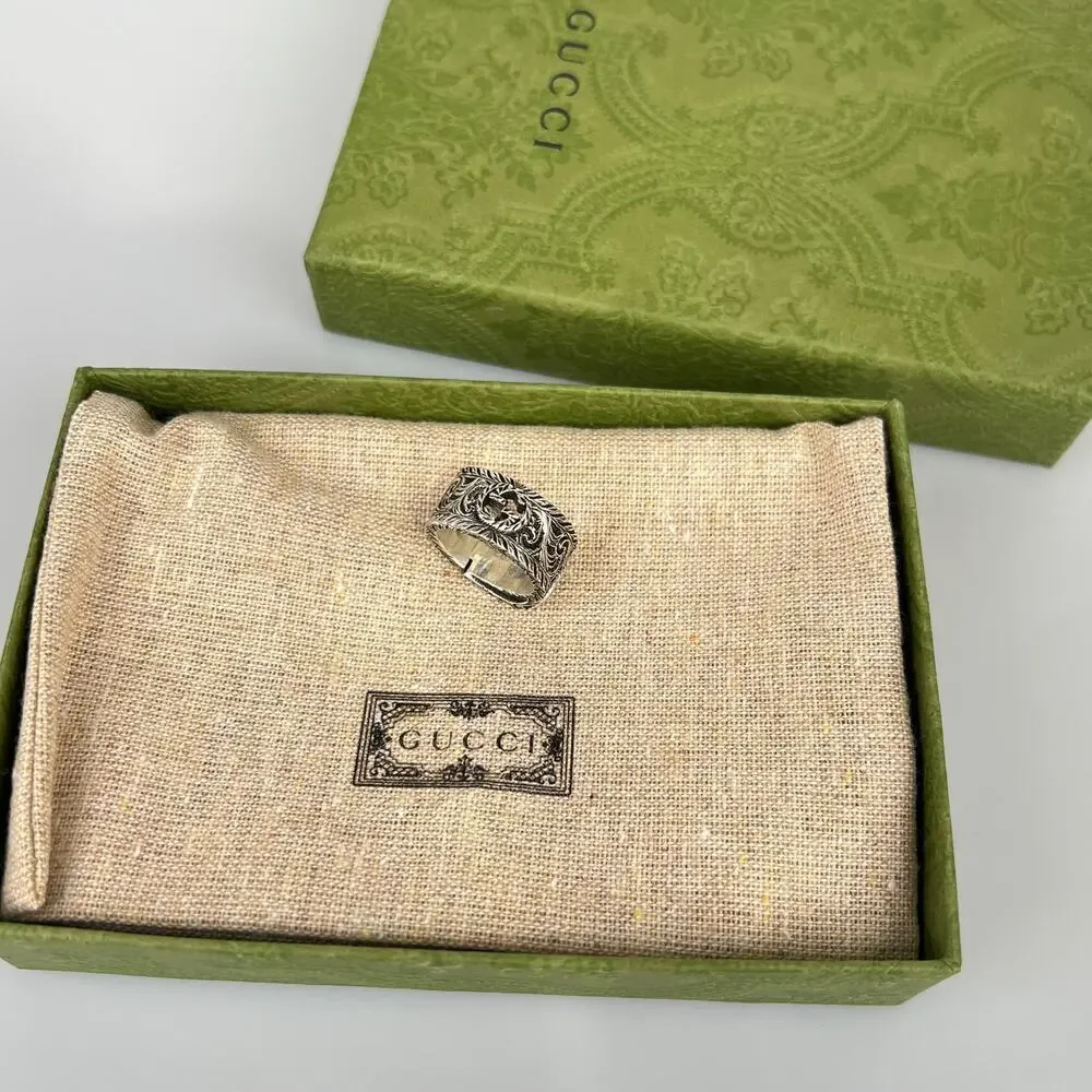 NIB Gucci Sterling Silver Garden Ring Size 10 - Picture 6 of 14